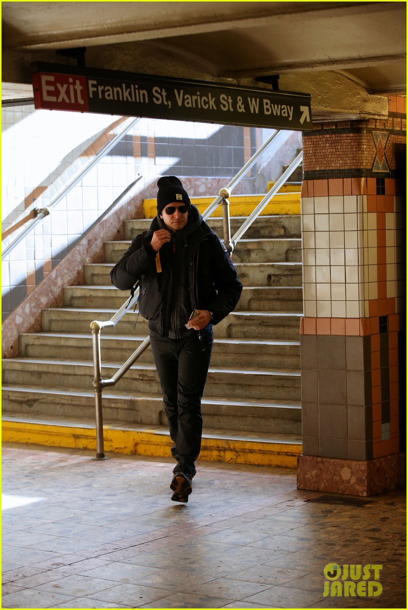 Actor Bradley Cooper takes the subway to his matinee performance of 'The Elephant Man'