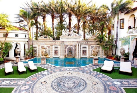 Stunning new images of the Gianni Versace mansion as the property is put up for auction. The famously extravagant South Beach mansion which once belonged to the late fashion designer, Gianni Versace, is going up for sale in a private auction on September 17. The auction will be held at the spectacular 10-bedroom, 11-bath estate at 1116 Ocean Drive, Miami Beach. The debt holder, VM South Beach LLC, has put in a stalking-horse bid of $25 million itself, setting a minimum for other bidders. The sale will include the property fully furnished. The current owner, Peter Loftin, put Casa Casuarina LLC, the company that owns the property, in Chapter 11 bankruptcy proceedings on July 1 in a bid to stave off creditors' efforts to appoint a receiver. Pictured: New image of Versace mansion Ref: SPL611354 160913 Picture by: Splash News / TheJills Splash News and Pictures Los Angeles: 310-821-2666 New York: 212-619-2666 London: 870-934-2666 photodesk@splashnews.com 
