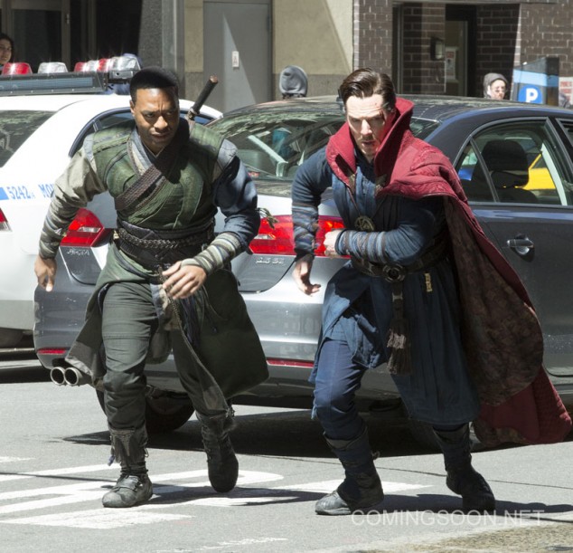 On location with 'Doctor Strange' filming in New York City Featuring: Chiwetel Ejiofor, Benedict Cumberbatch Where: New York, New York, United States When: 04 Apr 2016 Credit: WENN.com