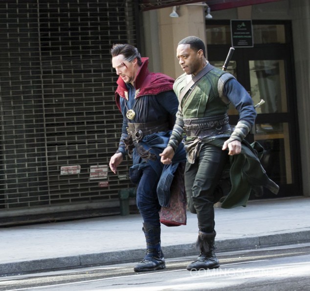 On location with 'Doctor Strange' filming in New York City Featuring: Benedict Cumberbatch, Chiwetel Ejiofor Where: New York, New York, United States When: 04 Apr 2016 Credit: WENN.com