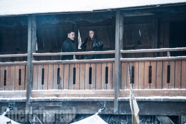 Game of Thrones Behind the Scenes Season 7, Episode TK L-R: Aidan Gillen as Petyr 'Littlefinger' Baelish and Sophie Turner as Sansa Stark